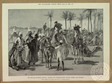 The advance towards Dongola: artists and correspondends buying camels and donkeys.