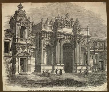 Gateway to the Sultan's new palace of Dolmabaghdsche, on the Bosphorus. -