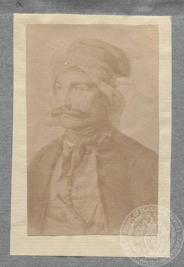 Απόκομμα με λιθογραφία προσωπογραφίας του Κωνσταντή Νικόδημου