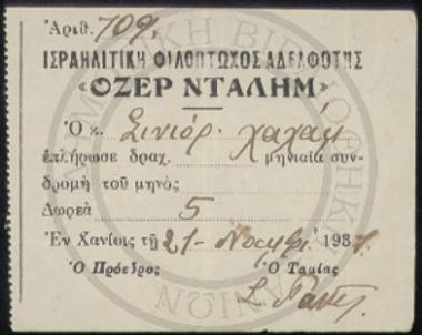 Αποδείξεις Ισραηλιτικής Φιλοπτώχου Αδελφότητος 