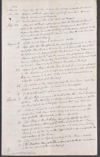 1828-1832 Ημερολογιακές σημειώσεις του William Jackson σχετικά με τη δραστηριότητα του Κόχραν και τις δικαστικές υποθέσεις στις οποίες τον εκπροσωπούσε.