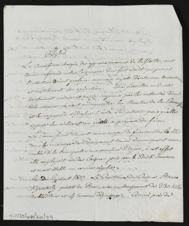 9/21 Αυγούστου 1827 Ο Louis André Gosse ενημερώνει τον Κόχραν για προσπάθειες παρακώλυσης του έργου της επιτροπής εφοδιασμού του στόλου από τις αρχές της Ύδρας