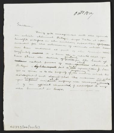 Οκτώβριος 1827 Ο Κόχραν δε γνωρίζει τον λόγο που ο Henri de Rigny αναμειγνύεται στη διεξαγωγή των επιχειρήσεων στα νησιά, τα οποία θεωρούνται μέρος της ελληνικής επικράτειας