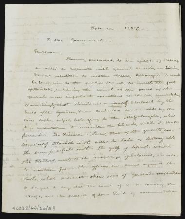 Σεπτέμβριος 1827 Ο Κόχραν μετέβη στον Πατραϊκό κόλπο για να βοηθήσει τον Richard Church στην εκστρατεία του στη Δυτική Ελλάδα