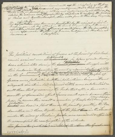 Ο Κόχραν σε ένα κείμενο που γράφτηκε μετά την επιστροφή του στη Βρετανία αναφέρεται στην πολιτική κατάσταση που επικρατούσε στην Ελλάδα κατά την άφιξή του