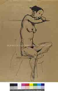 Καθιστό γυμνό στο εργαστήριο του Άλκη Πιερράκου στο Παρίσι