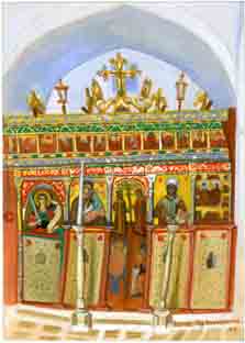 Το τέμπλο της εκκλησίας των Αγίων Κωνσταντίνου και Ελένης στην Πάρο