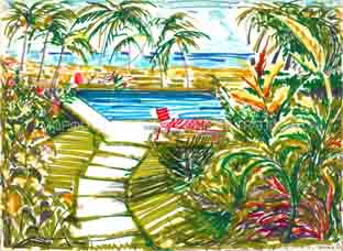 Κήπος με πισίνα στην Τζαμάικα
