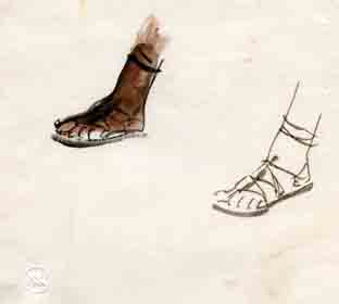 Πόδια με σανδάλια, μελέτη για τοιχογραφία στην αίθουσα τελετών της Παντείου