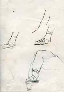 Πόδια, μελέτη για τοιχογραφία στην αίθουσα τελετών της Παντείου