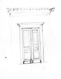 Αρχιτεκτονικό, δίφυλλη πόρτα / είσοδος οικίας