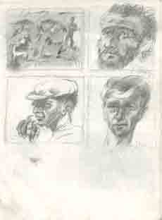 Μελέτες για συνθέσεις: Κατσίκια, Ο Ωραίος, Γέροντας, Αυτοπροσωπογραφία ?