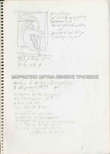 Σκαρίφημα και σημειώσεις για το έργο Ξαπλωμένη γυναίκα, και συλληπητήριο μήνυμα για τον θάνατο του Ανδρέα Βουρλούμη