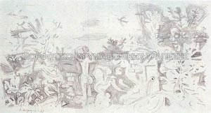 Προσχέδιo σύνθεσης για ταπισερί στο ξενοδοχείο Μον Παρνές