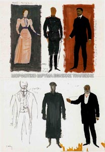 Μακέτες για κοστούμια της παράστασης Τα χέρια του ζωντανού θεού του Π. Πρεβελάκη, Εθνικό Θέατρο
