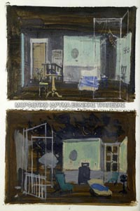 Μακέτα για σκηνικό της παράστασης Ρινόκερως του Ιονέσκο, Θέατρο Τέχνης Καρόλου Κουν