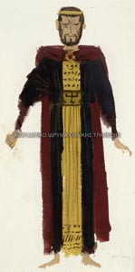 Μακέτα για κοστούμι της παράστασης Οιδίπους Τύραννος του Σοφοκλή, Θέατρο Τέχνης Καρόλου Κουν