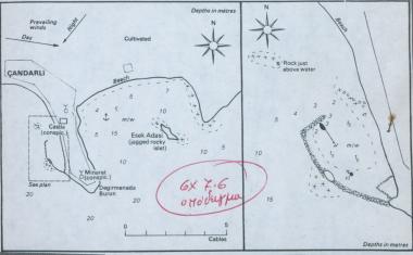 Χάρτης από πορτολάνο: το λιμάνι του Çandarlı στη Σμύρνη.