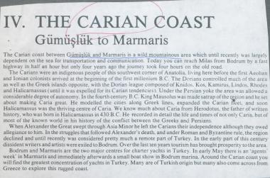 Απόσπασμα πορτολάνου. Περιγράφεται η διαδρομή από το Gümüşlük στην Μαρμαρίδα (Μαρμαρίτσι), στην Καρία.
