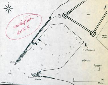 Χάρτης του λιμένα στο Sığacık, οικισμός κοντά στην αρχαία Τέω