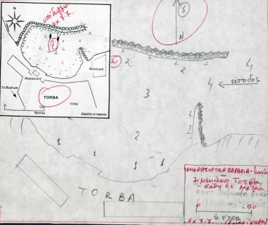 Χάρτης του λιμάνα της πόλης Torba στο βόρειο τμήμα της χερσονήσου της Αλικαρνασσού