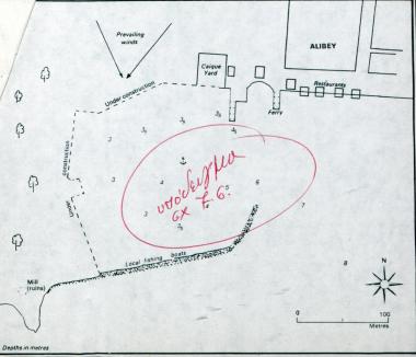 Χάρτης του λιμένα στο Μοσχονήσι, σήμερα Alibey στα μικρασιατικά παράλια