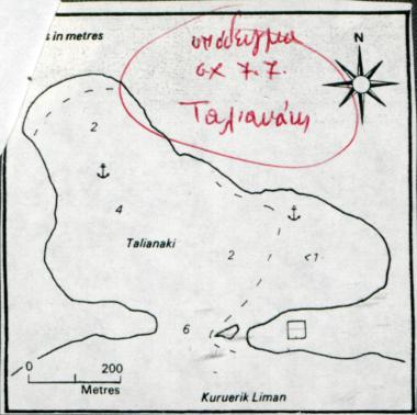 Χάρτης του όρμου Talianaki στη Μικρά Ασία