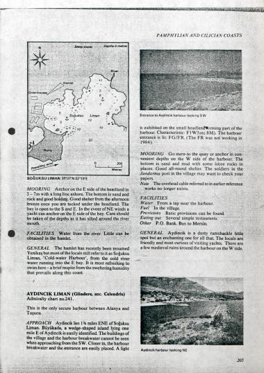 Απόσπασμα από πορτολάνο. Περιγράφεται η πόλη Aydıncık στην Κιλικία