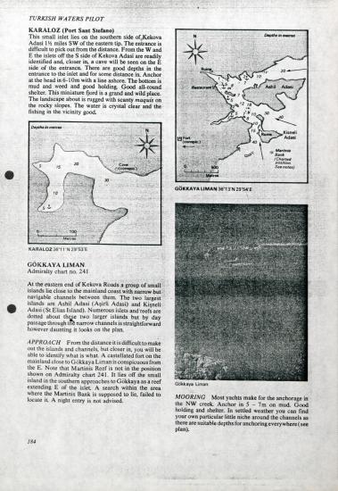 Απόσπασμα από πορτολάνο: Περιγράφονται οι λιμένες Karaloz και Gökkaya, κοντά στα Μύρα της Λυκίας