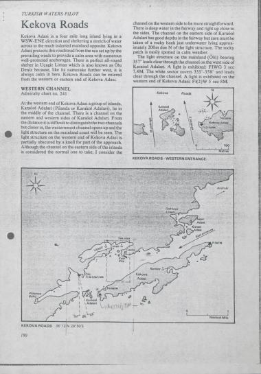 Απόσπασμα από πορτολάνο. Περιγράφονται οι ακτές της Λυκίας γύρω από τη νήσο Κέκοβα
