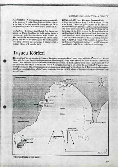 Απόσπασμα από πορτολάνο. Περιγράφεται ο όρμος Taşucu στην Κιλικία