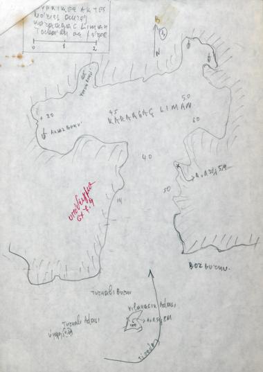 Σκαρίφημα του κόλπου Aksaz (Karaağaç στο χειρόγραφο), ανατολικά της Μαρμαρίδας