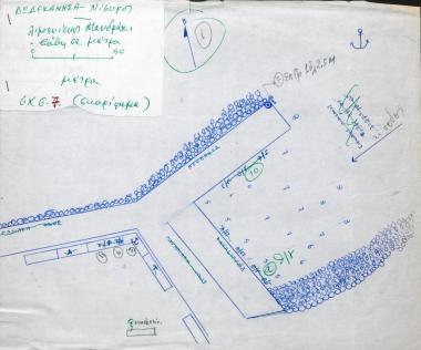 Χειρόγραφος χάρτης του λιμανιού Μανδράκι στη Νίσυρο