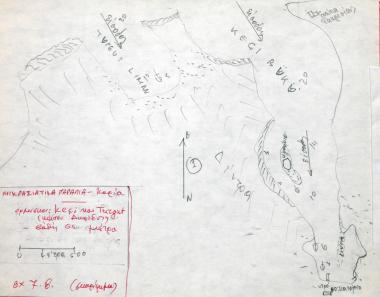 Χειρόγραφος χάρτης των ορμίσκων Keçi και Turgut στον κόλπο της Δωρίδας