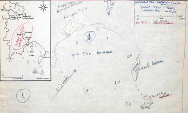 Χειρόγραφος χάρτης του όρμου της Τέω