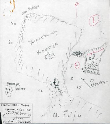 Χειρόγραφος χάρτης της χερσονήσου Κεφάλα στη Σύμη