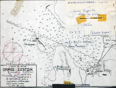 Ναυτικός χάρτης του Sığacık στην Ιωνία της Μικράς Ασίας
