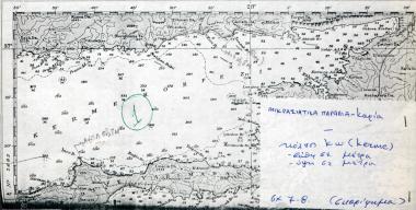 Ναυτικός χάρτης του Κεραμεικού κόλπου (απέναντι από την Κω), Μικρά Ασία