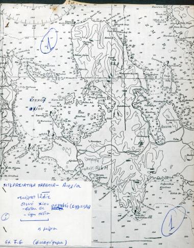 Ναυτικός χάρτης του κόλπου  του Ildır στην Ιωνία και του Στενού της Χίου