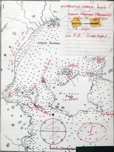 Ναυτικός χάρτης του όρμου του Μαρμαρά στην Καρία της Μικράς Ασίας