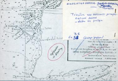 Ναυτικός χάρτης της Τενέδου και της απέναντι αυτής ακτής, της Τρωάδας.