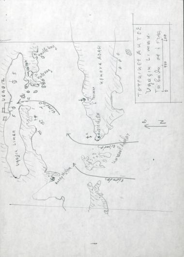 Χειρόγραφοι ναυτικοί χάρτες του λιμένα  Üçağız (Τειμιούσα) και της νήσου Kekova (Δολίχη)