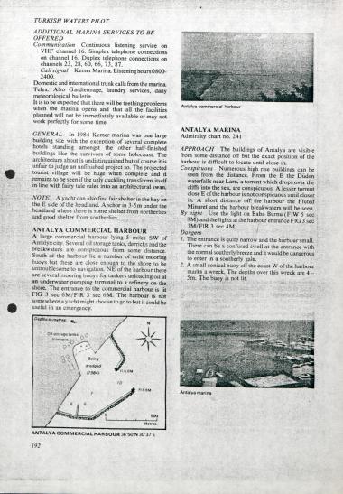 Χάρτης του λιμένα της Αττάλειας στη Μικρά Ασία.