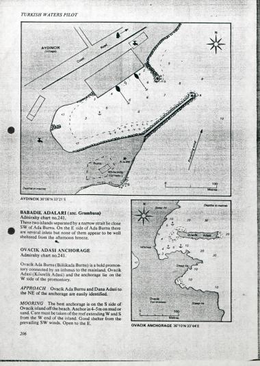 Ναυτικός χάρτης του αγκυροβολίου στο Ovacık, Μικρά Ασία.
