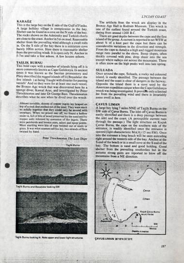 Ναυτικός χάρτης κόλπων και λιμένων στις ακτές της Λυκίας:  Karaöz, Taşlık Burnu, Suluada, Çavus Limanı.