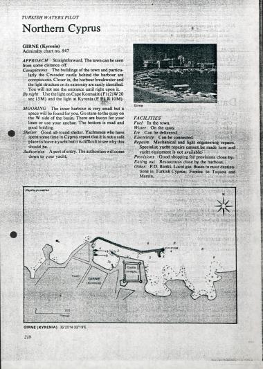 Χάρτης του λιμανιού της Κερύνειας στην Κύπρο.