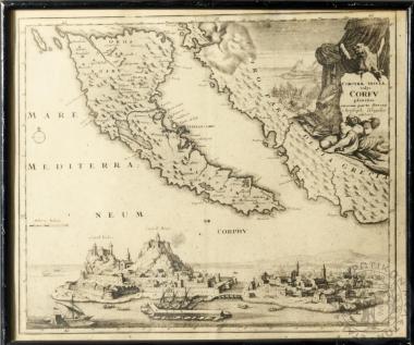 Χάρτης της νήσου Κέρκυρας και τμήματος της Ελλάδας