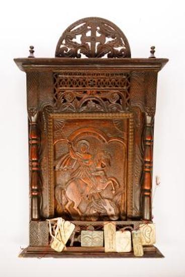 Εικόνα ξυλόγλυπτη με τάματα