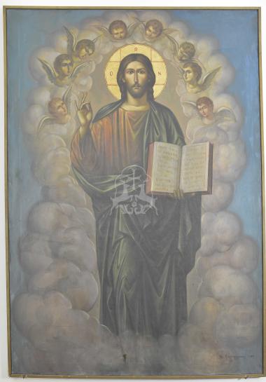 Christ amidst clouds and winged heads of angels