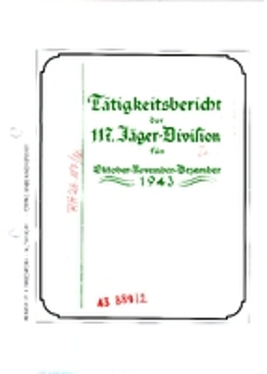 Αναφορά δραστηριοτήτων 117 Μεραρχίας Κυνηγών περιόδου  1 Οκτωβρίου έως 31 Οκτωβρίου 1943
